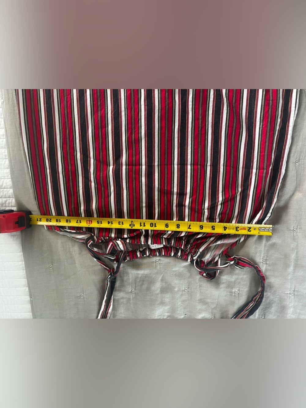 Doen Red, Black & Cream Striped Mini Dress - Picture 8 of 9